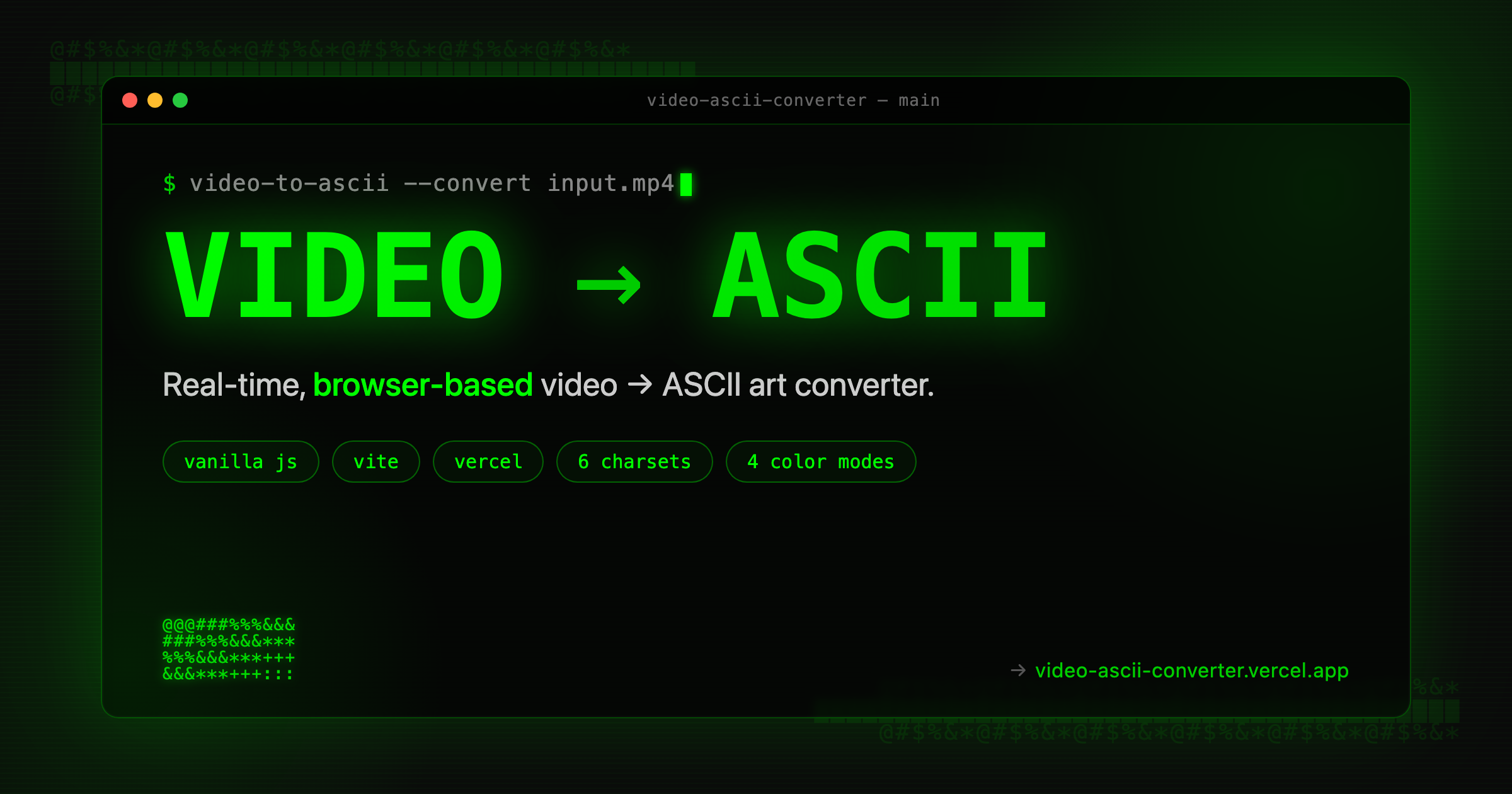 Video To Ascii | Jacob Kanfer